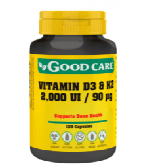 VITAMINA D3 & K2 2000 UI 90 ΜG – 120 CÁPSULAS – GOOD CARE